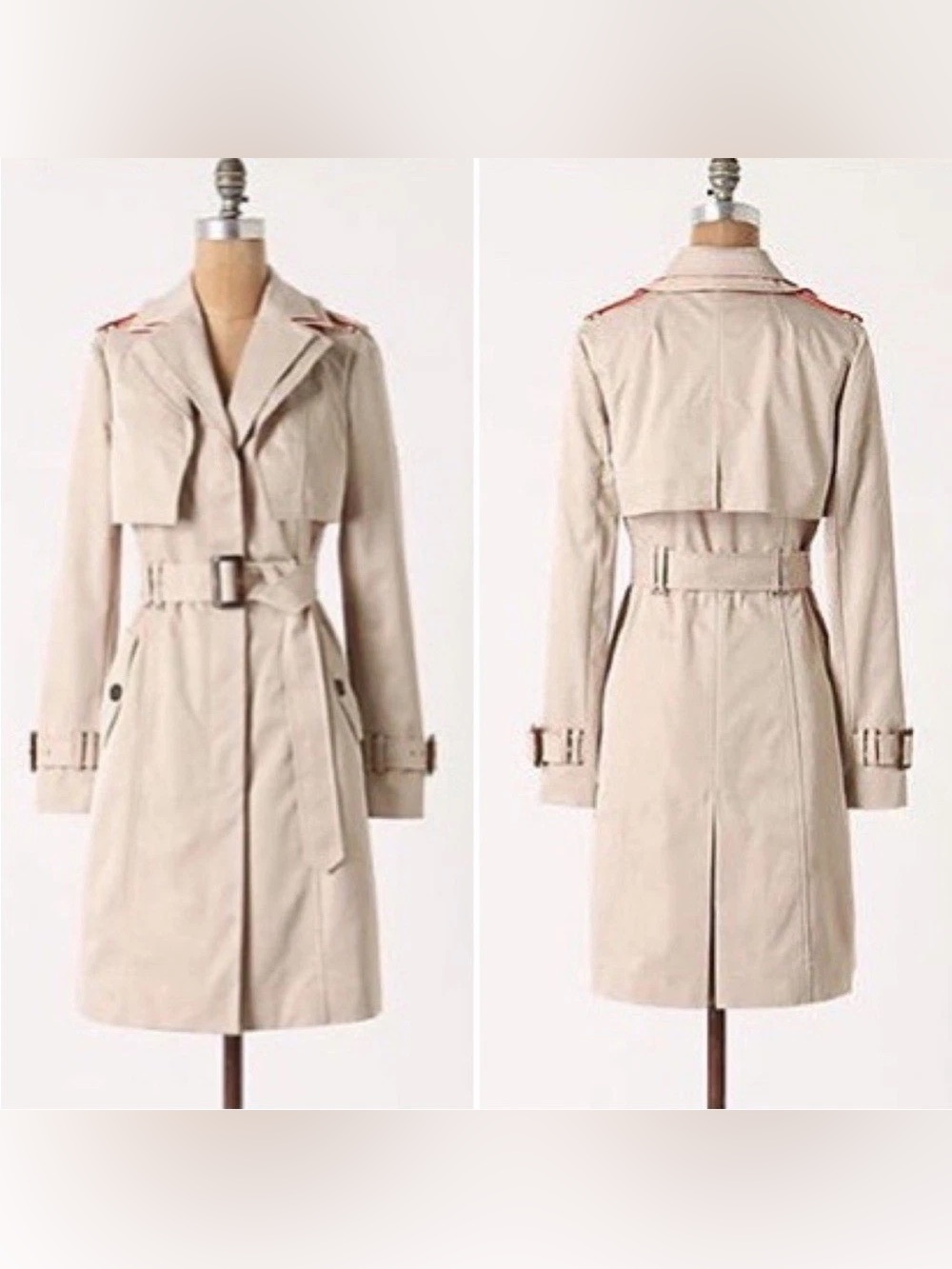 NWOT Cartonnier Light Beige Trench Coat with Belt